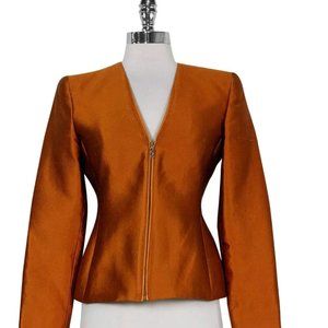 Versace Orange Silk & Wool Blazer Sz S